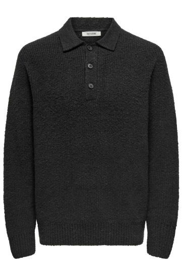 Only & Sons onsdale rlx ls polo knit noos Zwart