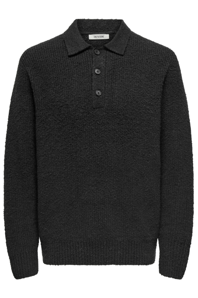Only & Sons zwarte heren polo | Vooraanzicht