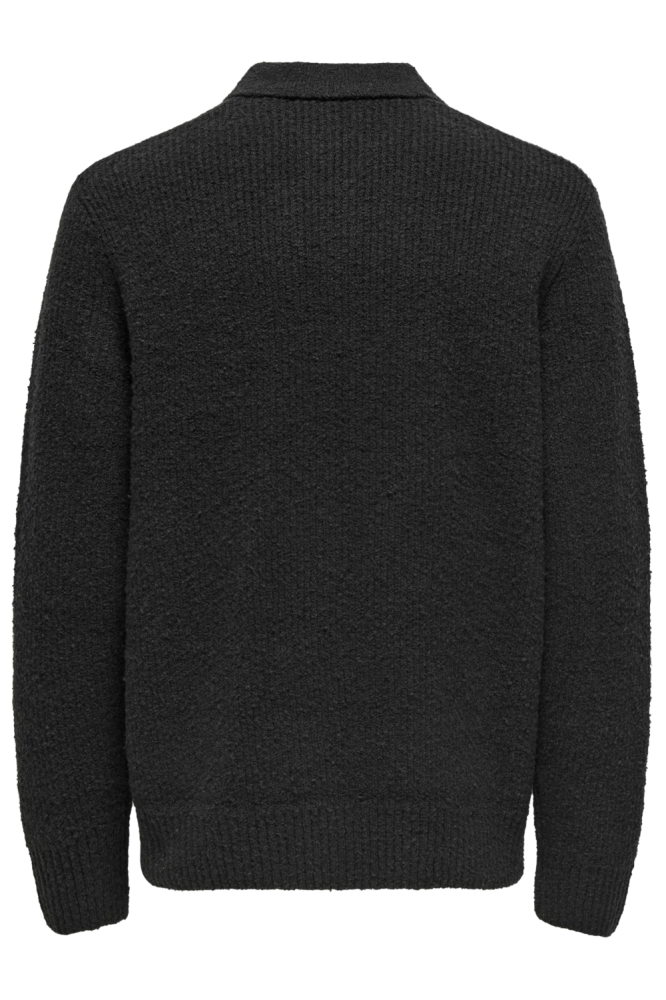 Only & Sons zwarte heren polo | Achteraanzicht