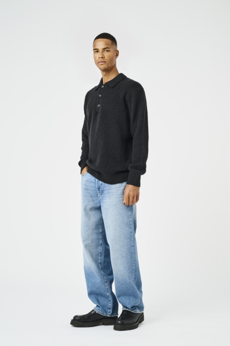 Only & Sons zwarte heren polo | Model vooraanzicht