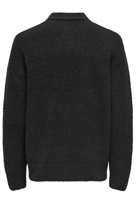 Only & Sons zwarte heren polo | Achteraanzicht