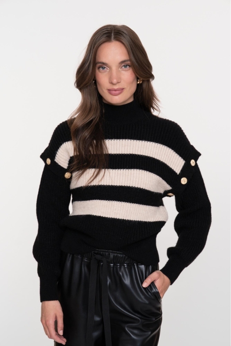 Geisha zwarte dames trui | Model vooraanzicht