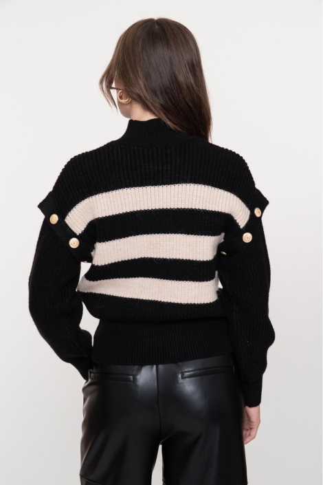 Geisha zwarte dames trui | Model achteraanzicht