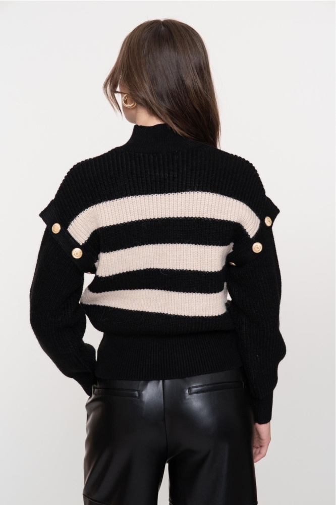 Geisha zwarte dames trui | Model achteraanzicht