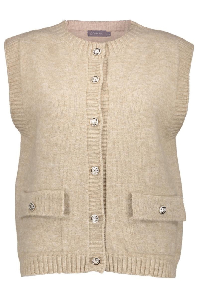 Geisha beige dames gilet | Vooraanzicht