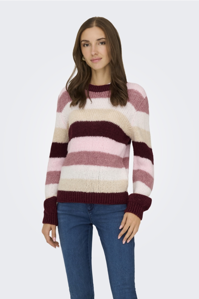 Jacqueline de Yong bordeaux dames trui | Model vooraanzicht