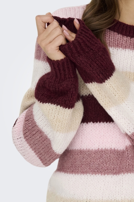 Jacqueline de Yong bordeaux dames trui | Close up