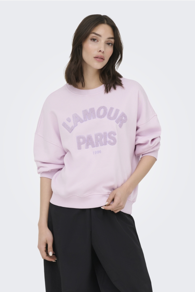 Jacqueline de Yong roze dames sweater | Model vooraanzicht