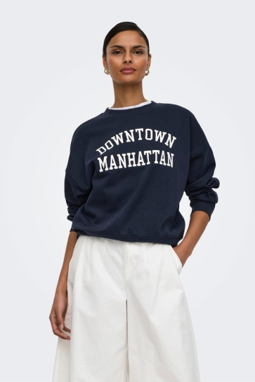 Jacqueline de Yong jdymesa life l/s o-nk emb sweat jrs Blauw