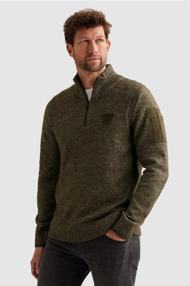 PME legend groene heren trui | Model vooraanzicht