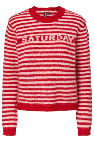 Pieces pcjada ls o-neck knit bc Rood