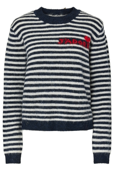 Pieces Trui PCJADA LS O-NECK KNIT BC 17159323 Maritime Blue/Egret