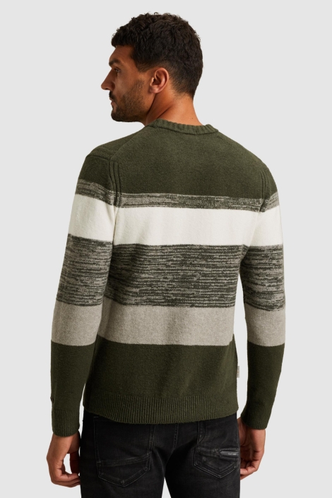 Cast Iron groene heren trui | Model achteraanzicht