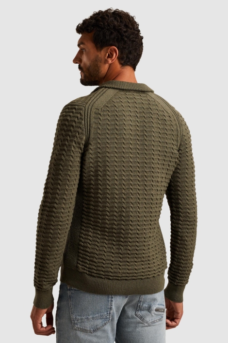 Cast Iron groene heren trui | Model achteraanzicht