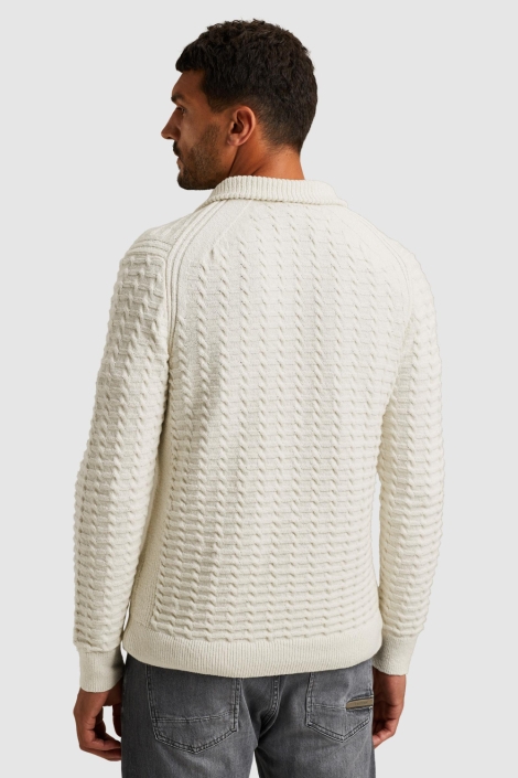 Cast Iron ecru heren trui | Model achteraanzicht