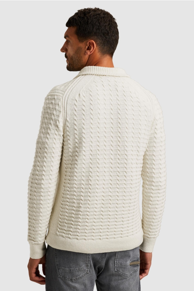 Cast Iron ecru heren trui | Model achteraanzicht