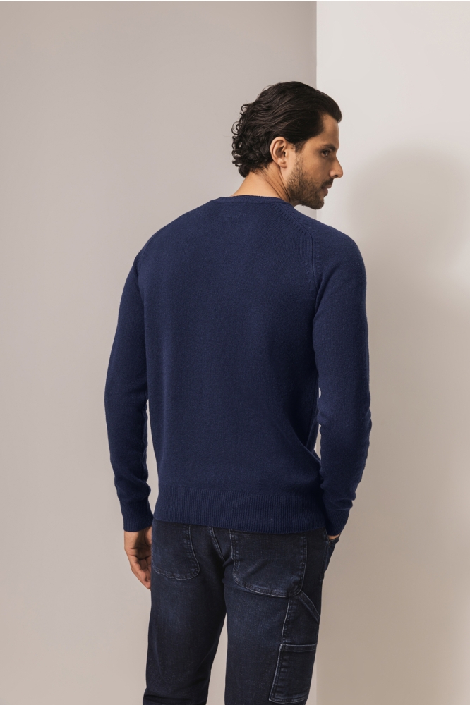 State of Art blauwe heren trui | Model achteraanzicht