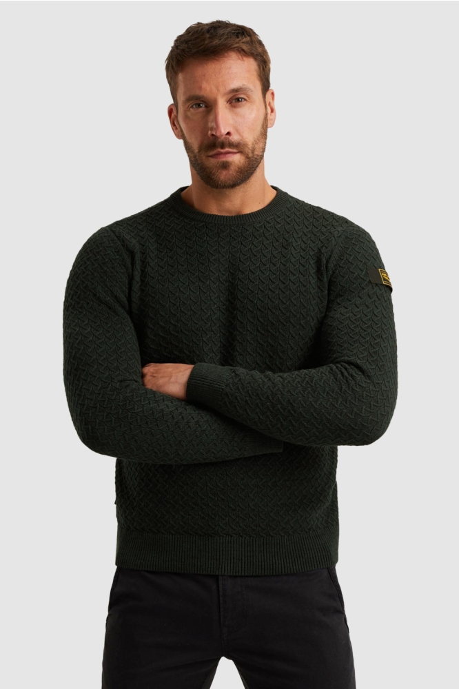 PME legend groene heren trui | Model vooraanzicht