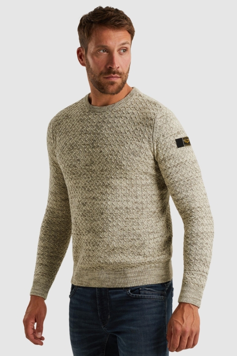 PME legend beige heren trui | Model zijaanzicht
