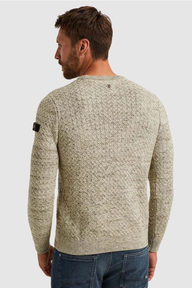 PME legend beige heren trui | Model achteraanzicht