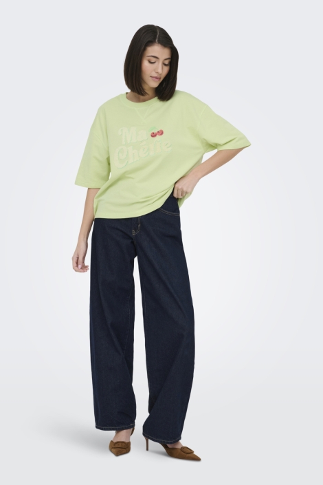 Jacqueline de Yong groene dames t-shirt | Model