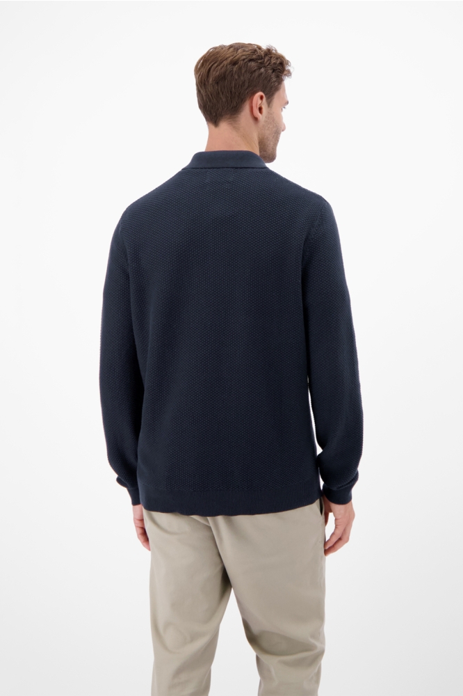 Lerros blauwe heren polo | Model achteraanzicht