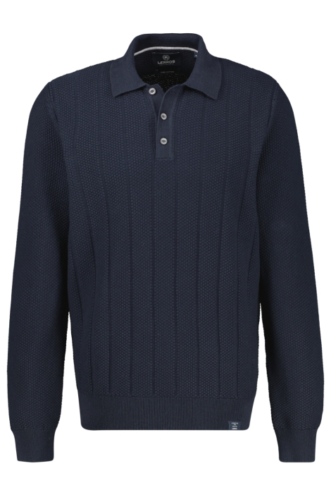 Lerros blauwe heren polo | Vooraanzicht