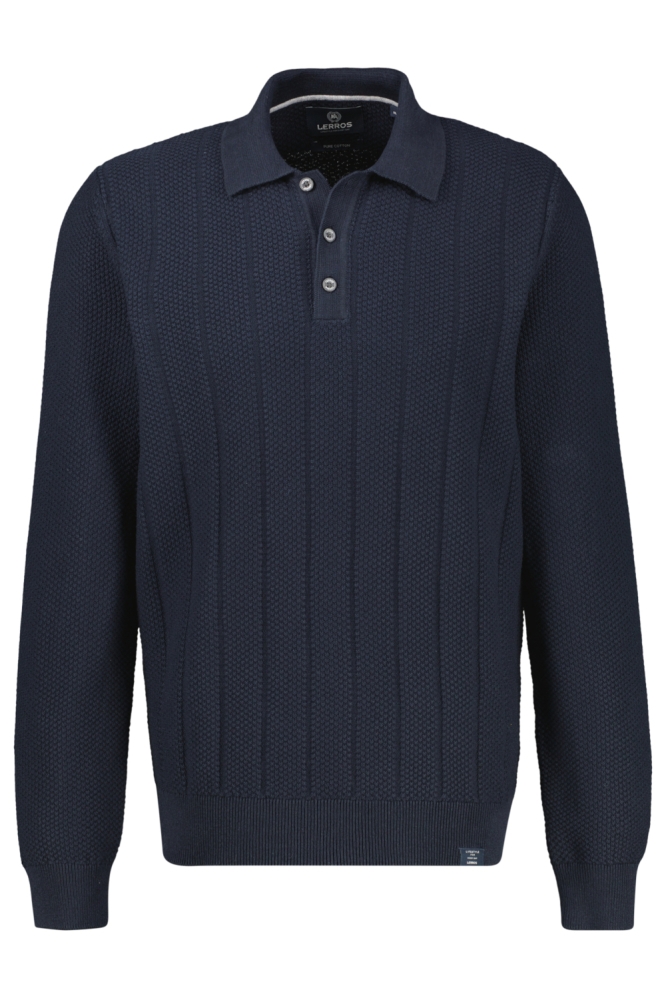 Lerros blauwe heren polo | Vooraanzicht
