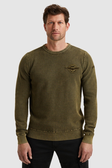 PME legend groene heren trui | Model vooraanzicht