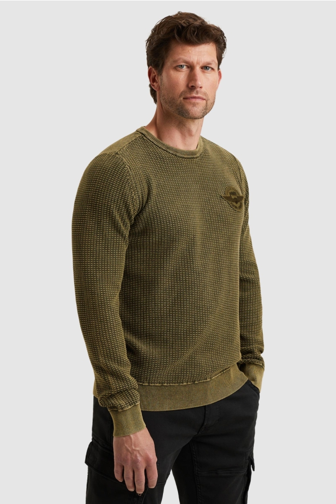 PME legend groene heren trui | Model zijaanzicht