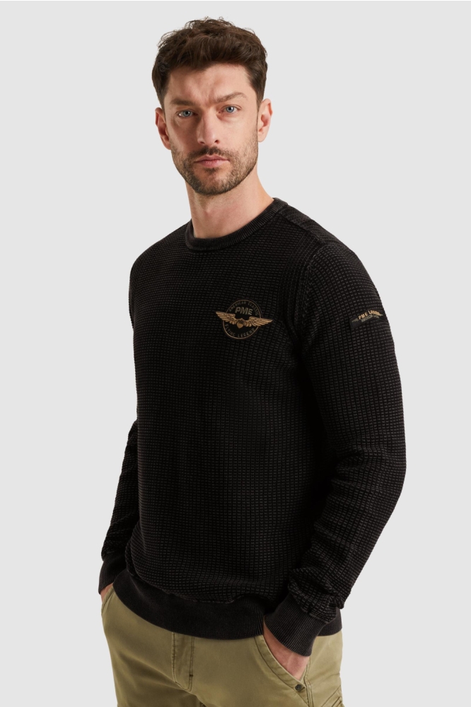 PME legend zwarte heren trui | Model zijaanzicht