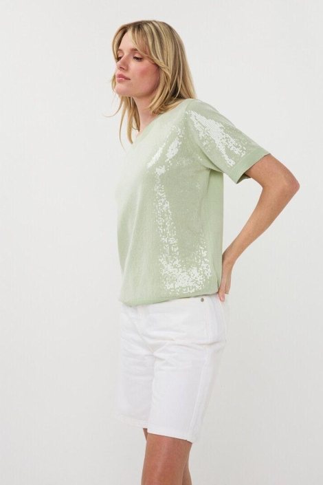 EsQualo groene dames trui | Model zijaanzicht