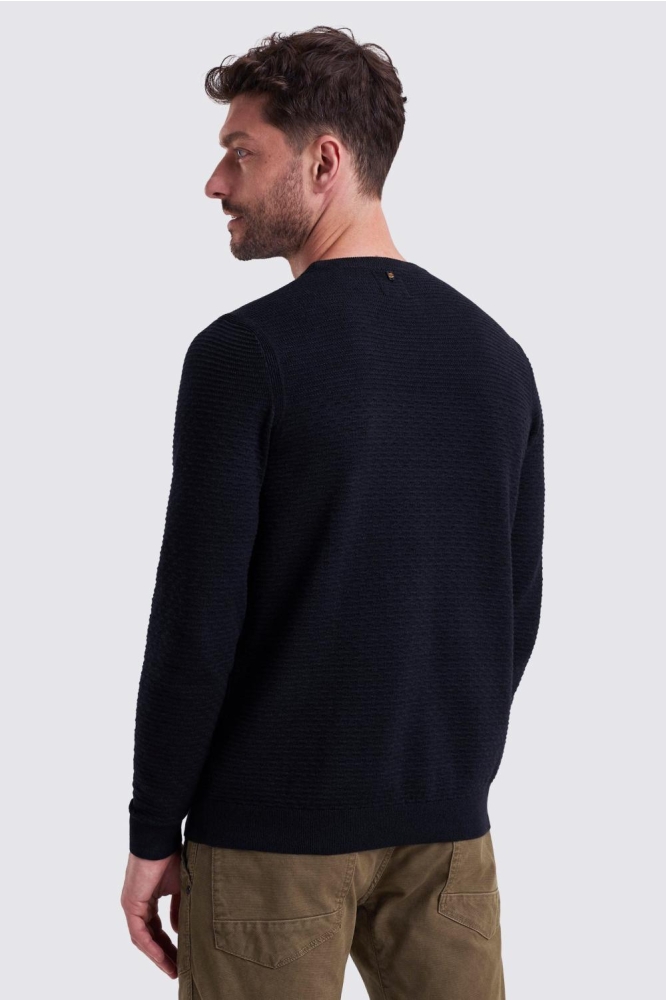 PME legend blauwe heren trui | Model achteraanzicht