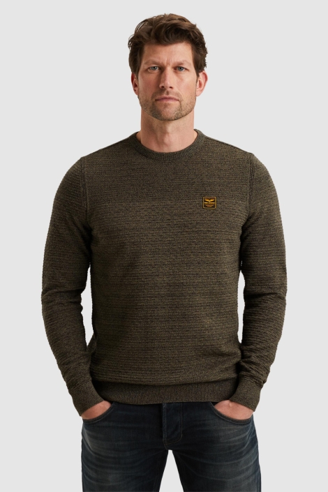 PME legend groene heren trui | Model vooraanzicht