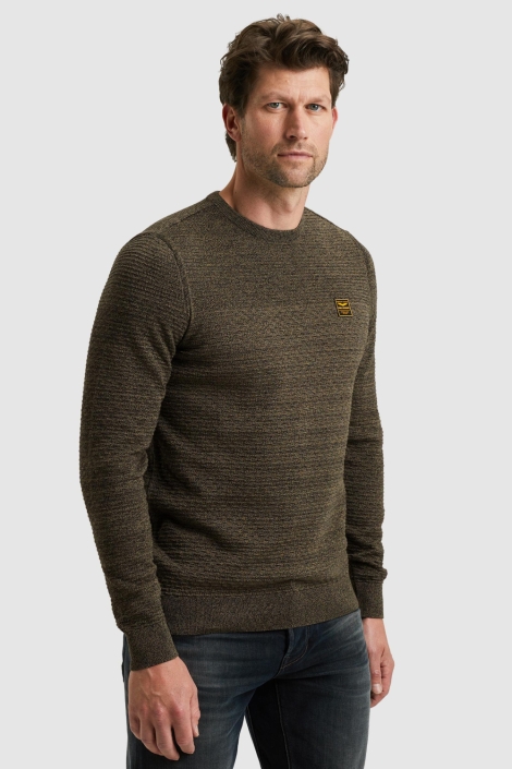 PME legend groene heren trui | Model zijaanzicht