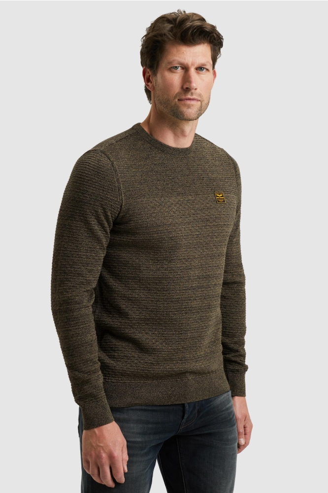 PME legend groene heren trui | Model zijaanzicht