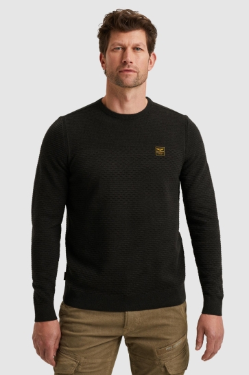 PME legend r-neck cotton mouline Zwart