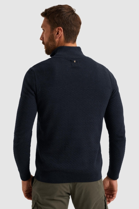 PME legend blauwe heren trui | Model achteraanzicht