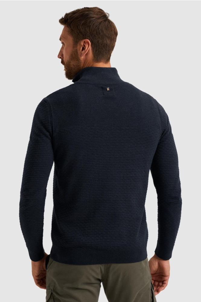 PME legend blauwe heren trui | Model achteraanzicht