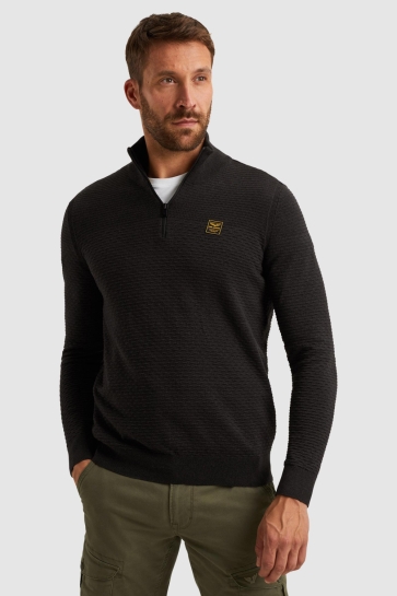 PME legend half zip collar cotton mouline (or Zwart