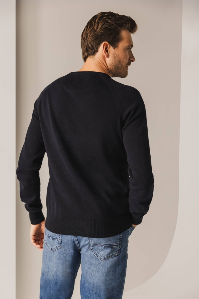 State of Art blauwe heren trui | Model achteraanzicht
