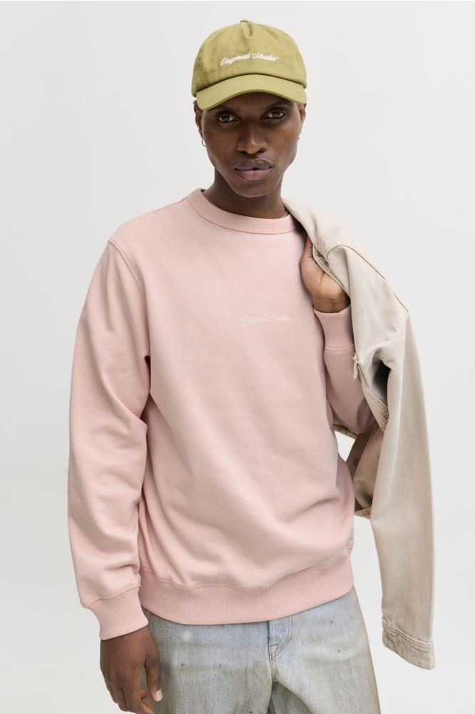 Jack & Jones oranje heren sweater | Model vooraanzicht