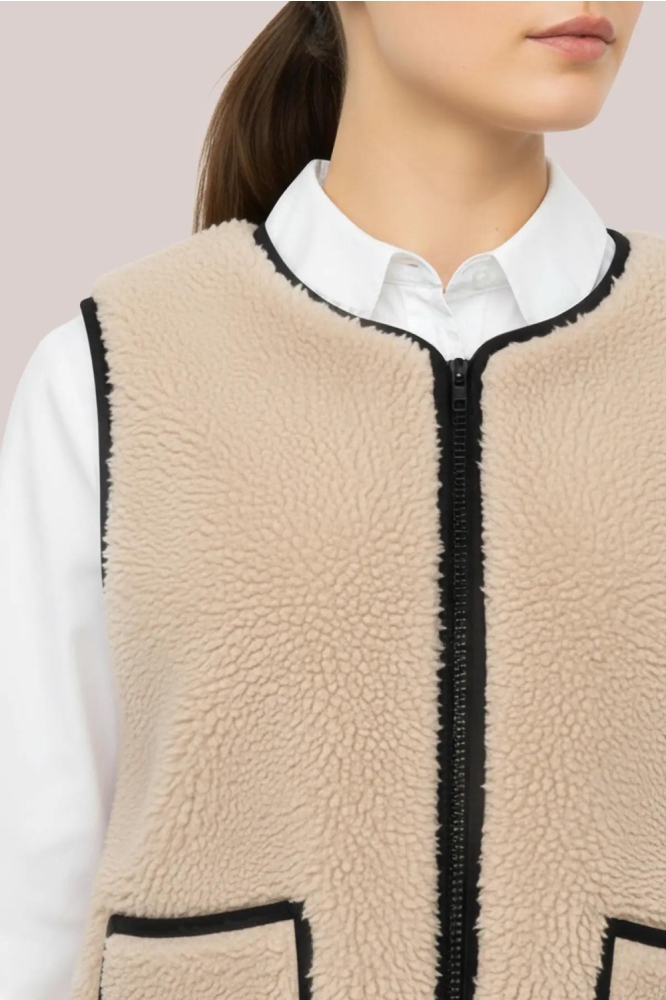 Hypedrop beige dames gilet | Close up