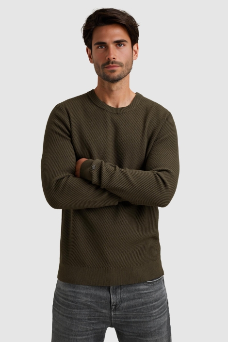 Cast Iron groene heren trui | Model vooraanzicht