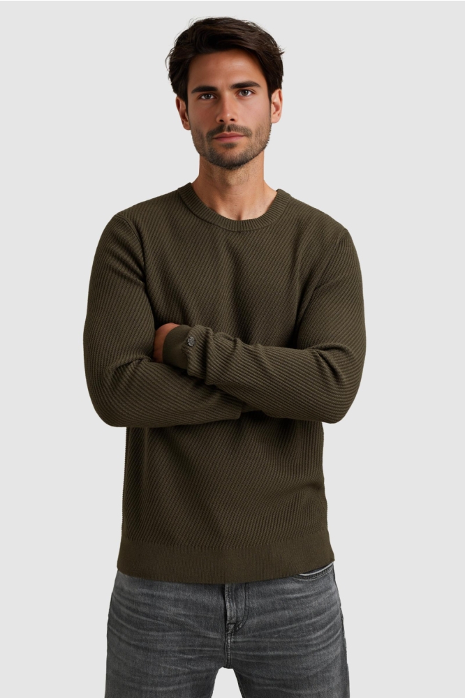 Cast Iron groene heren trui | Model vooraanzicht