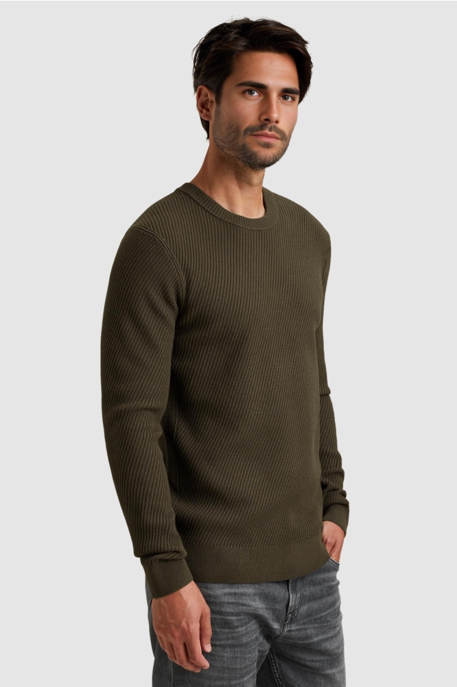 Cast Iron groene heren trui | Model zijaanzicht