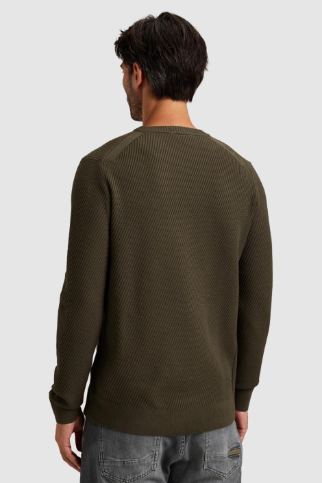 Cast Iron groene heren trui | Model achteraanzicht