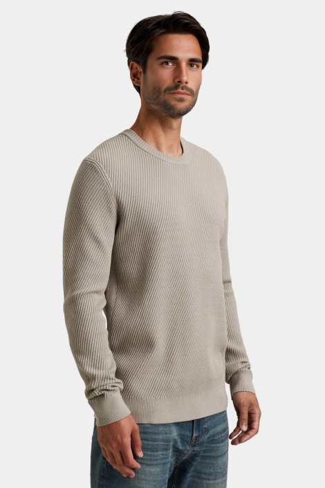 Cast Iron grijze heren trui | Model vooraanzicht