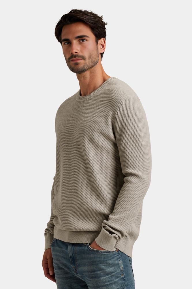 Cast Iron grijze heren trui | Model zijaanzicht