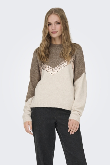 Jacqueline de Yong Trui JDYMATILDA LIFE L/S HN SEQUIN PULL 15360123 MOUNTAIN TRAIL/MELANGE W. BIRCH MELANGE/COBBE
